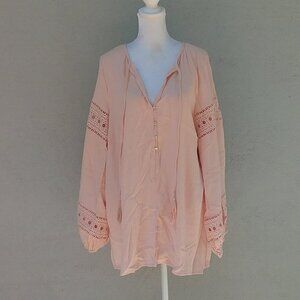 Starling Reine Top Women's Small Peach Lace Boho Bohemian Oversized Coastal